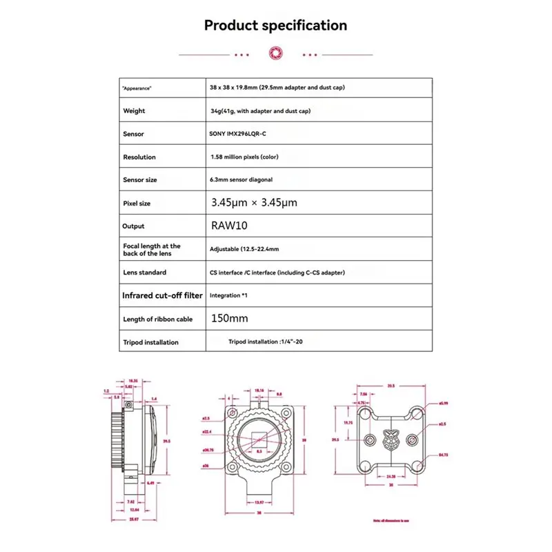 FMT .A86P-For Raspberry Pi Glo - Raspberry Pi Global Shutter Camera Imx296 recension och pris